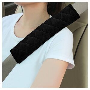 NWT 🚘 SET OF 2 - 10” BLACK QUILTED CUSHIONED SHOULDER AUTO CAR SEAT BELT PADS